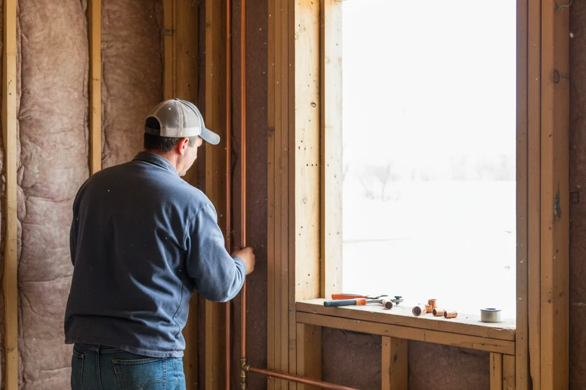 Licensed plumber running new copper supply lines in a Beulaville home