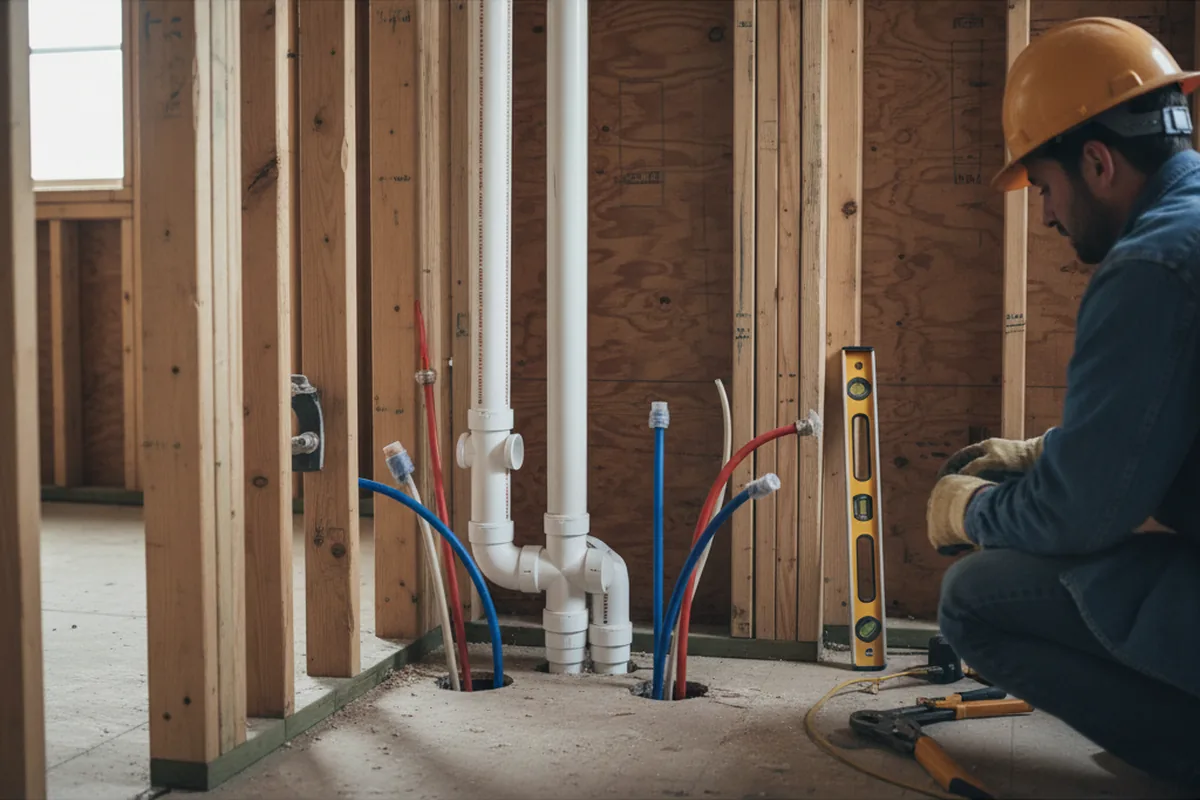 Drain and supply rough-in during Sump Pump Repair in Beulaville